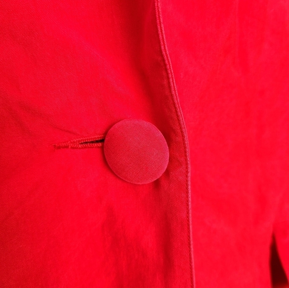 80s Red Silk Blazer Jacket - Picture 10 of 12